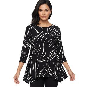 Alfani Black White Swing Tunic Top Size S